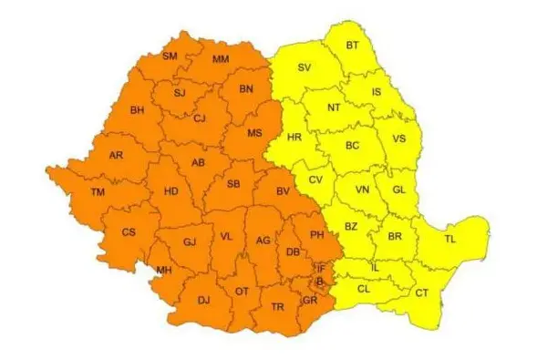 Cod galben de caniculă în vestul țării, temperaturile urcă până la 36 de grade