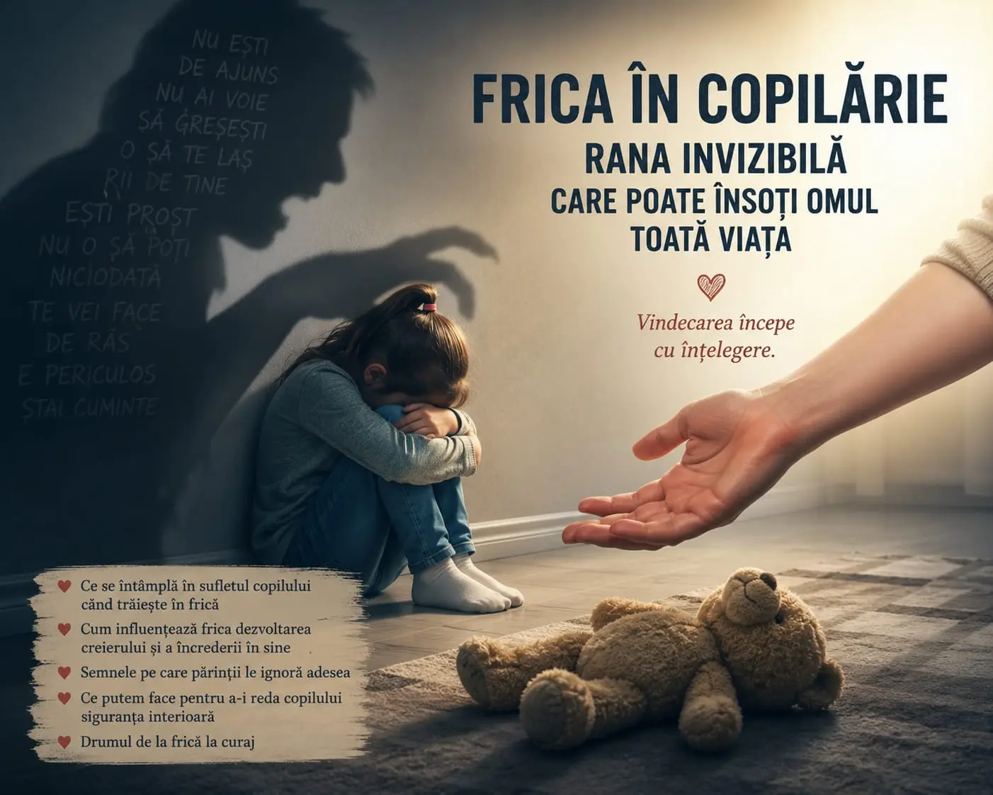 Frica în copilărie – rana invizibilă care poate însoți omul toată viața